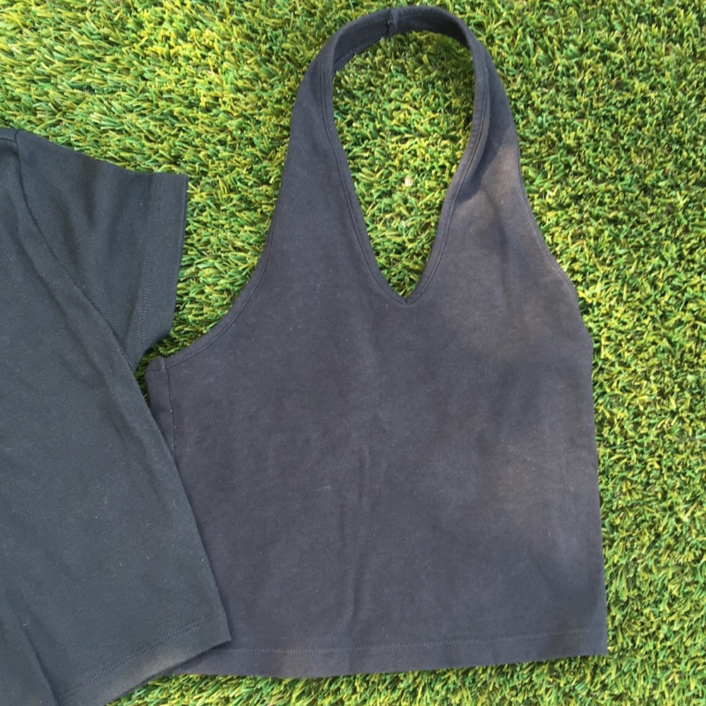 Wild Fable Black Halter Top & Crop Top Bundle Lot - Picture 3 of 5